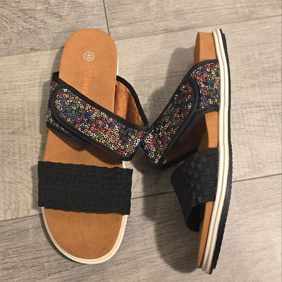 Bernie Mev Apollo Slide Sandals Black Multicolor Size US 9 - Picture 1 of 8